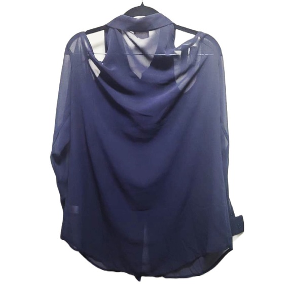 Blouse Urban Outfitters Pins & Needles Button Down Sheer Cold Shoulder Collar - Picture 2 of 3